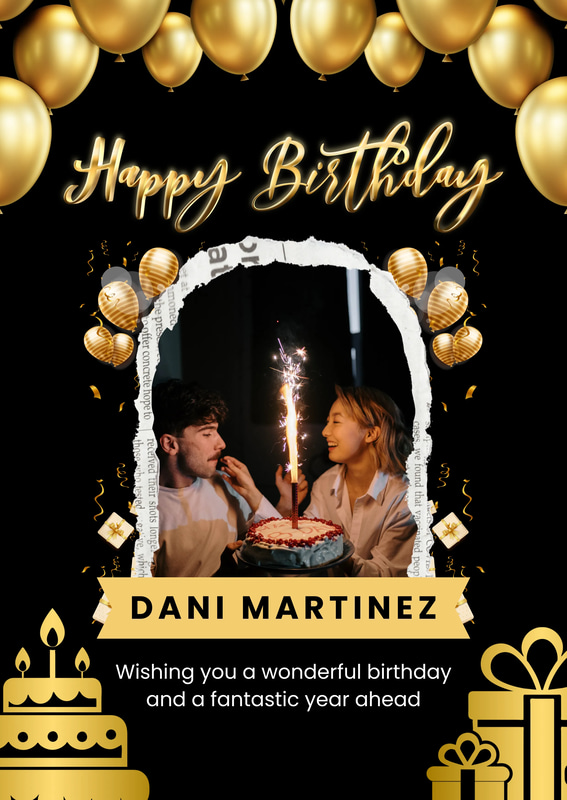 Black Gold Simple Happy Birthday Card - Elegant Birthday Invitation for Stylish Celebrations and Personal Use