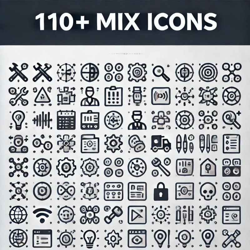 110+ Mix Icons - Versatile PixelGlyph Icon Set for Creative and Professional Projects