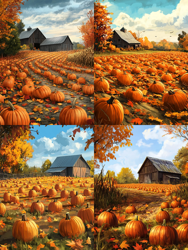 Autumn Pumpkin Patch - Serene Autumn Landscape Art for Seasonal Decor and Creative Projects