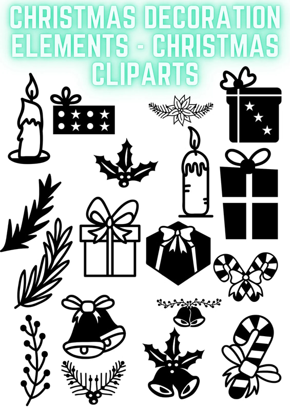 Christmas Clipart Elements Decoration Set - Festive SVG Bundle for Creative Holiday Designs and Seasonal Projects