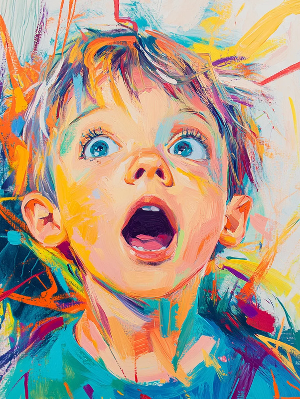 Bright Expressionistic Portrait of a Young Boy - Vibrant Expressionistic Portrait Art for Creative and Emotional Visual Projects